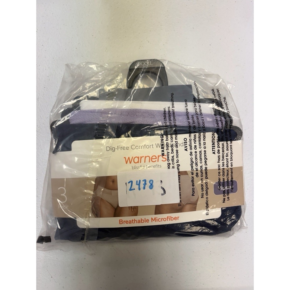 New Warner Dig-Free Comfort Waistband Hipster 3PK Breathable Size XXXL - Picture 3 of 5